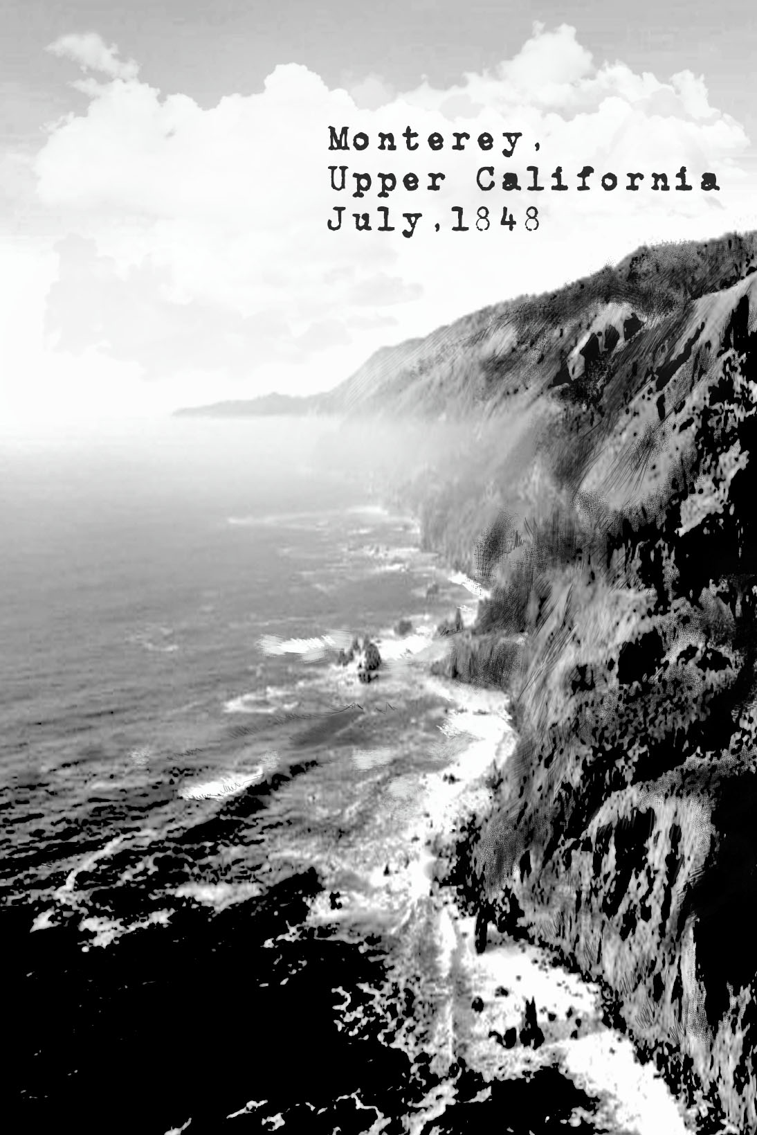 page 98-Legends of the West graphic novel Big Sur cliff California black and white photo