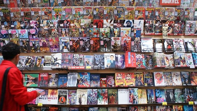 comic books in a comic shop