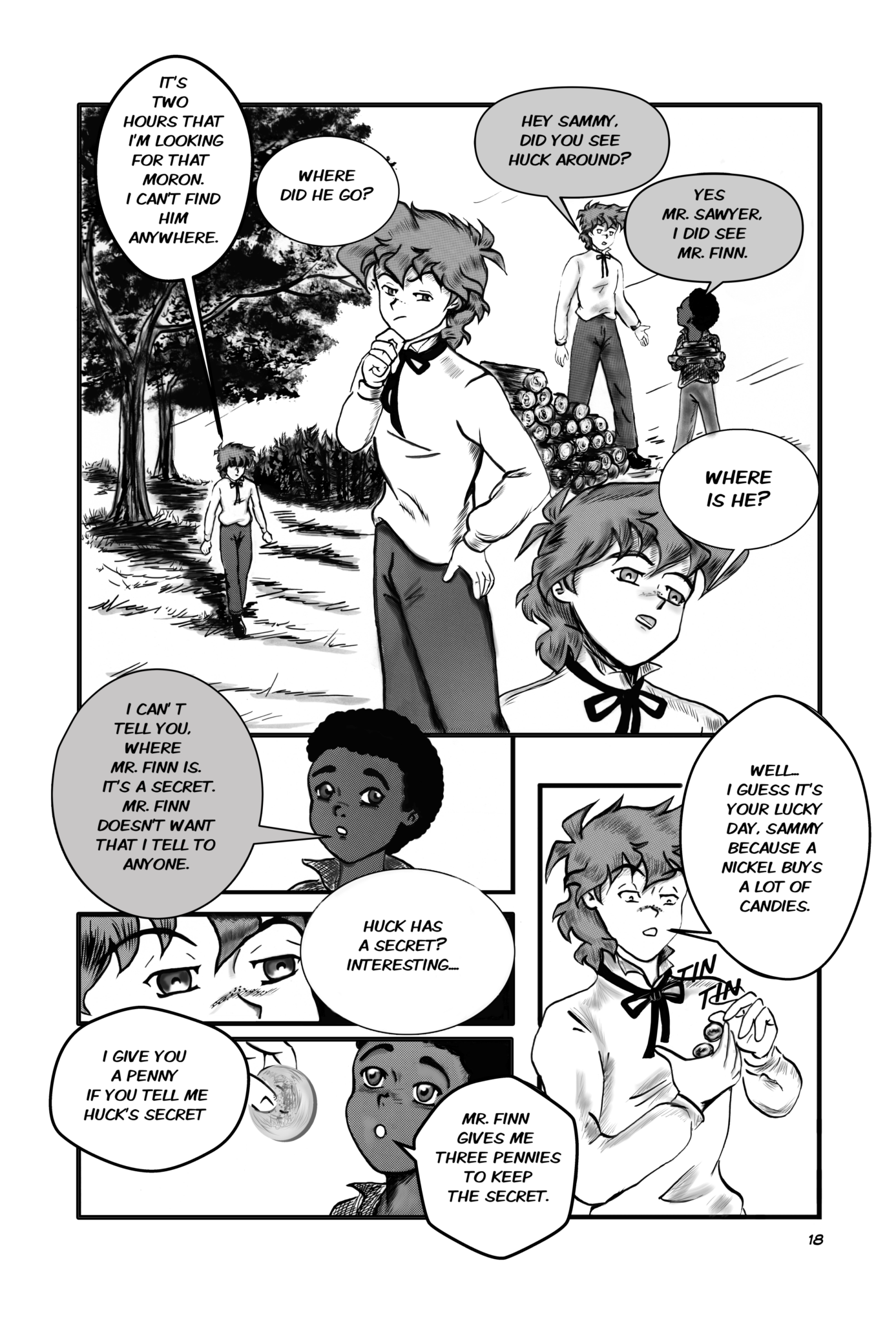 Legends of the West page, Tom Sayer is looking for Huck Finn.