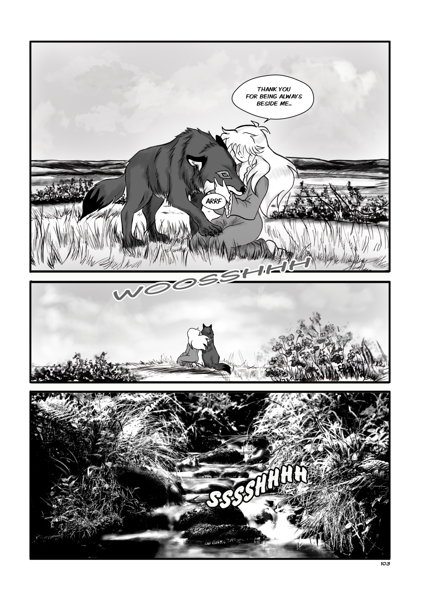 Legends of the West page 1103 chapter 3. Sally's wolf gets closer to her.