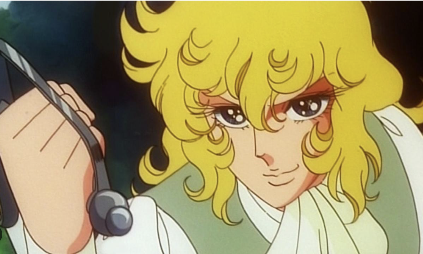 A young Lady Oscar branding a sword. From the Rose of Versailles anime.