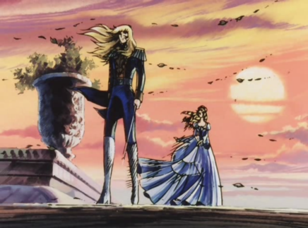 Lady Oscar and Marie Antoinette saying goodbye. From the Rose of Versailles anime.