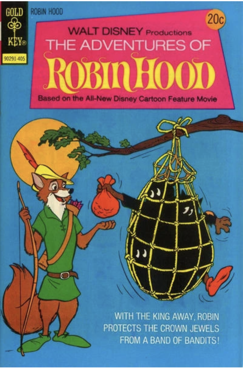 Robin Hood classic Disney cover book with the fox aka Robin Hood.