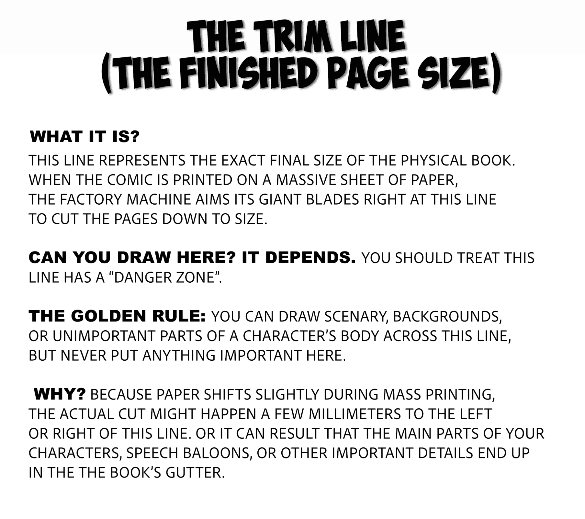 Trim line description for comics and manga page layout